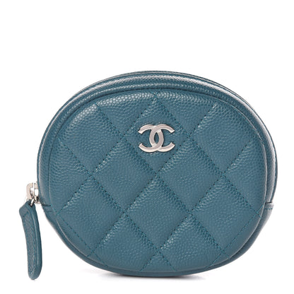 Chanel Caviar Quilted Zip Around Classic Coin Purse Dark Turquoise 1 of 8