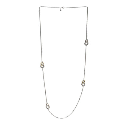 David Yurman Sterling Silver 18K Yellow Gold Belmont Station Necklace 3 of 5