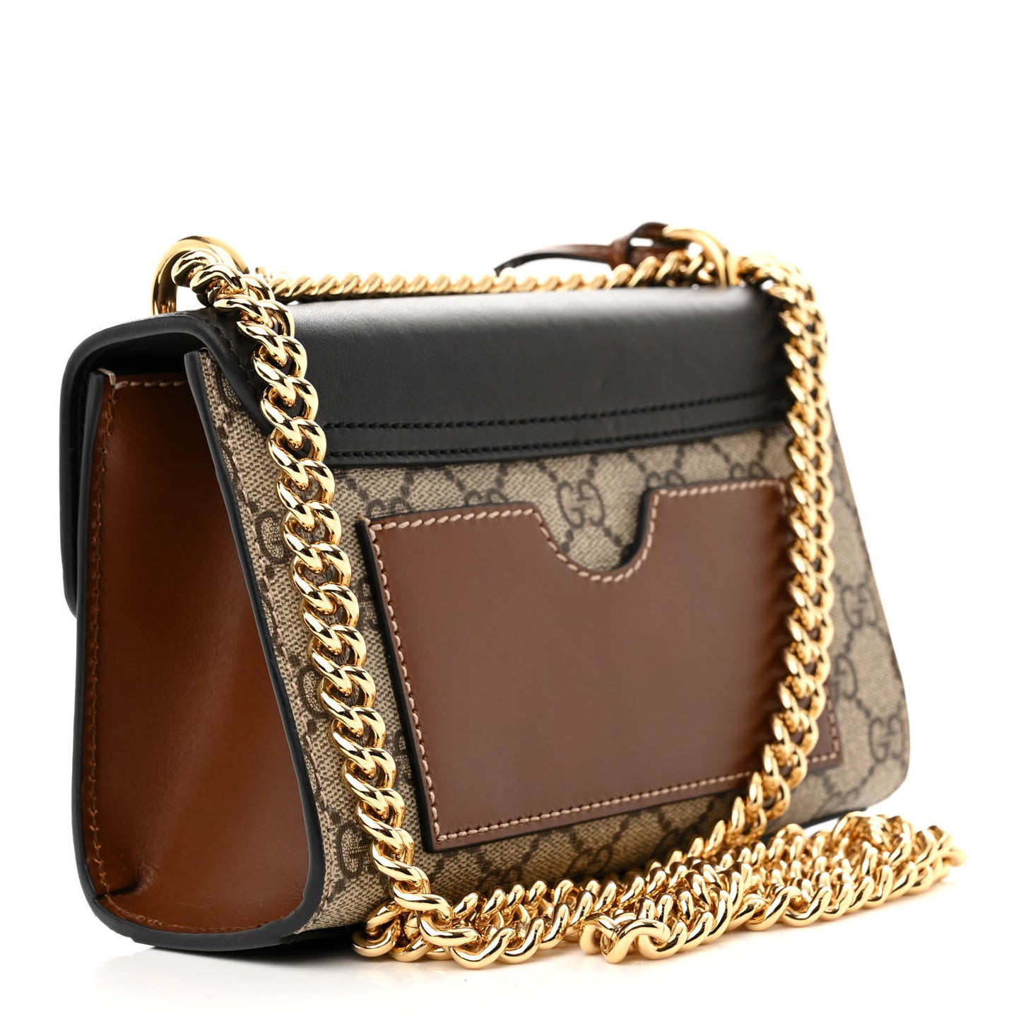 GG Supreme Monogram Calfskin Small Padlock Shoulder Bag Beige Black Cuir