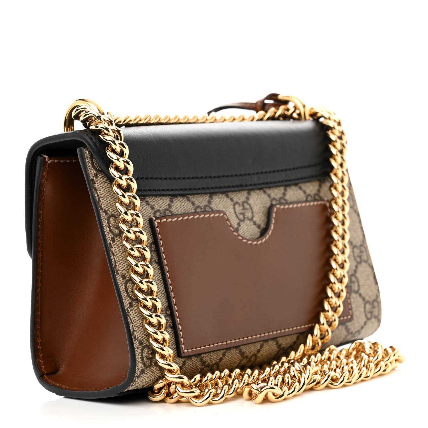 Gucci GG Supreme Monogram Calfskin Small Padlock Shoulder Bag Beige Black Cuir 3 of 12