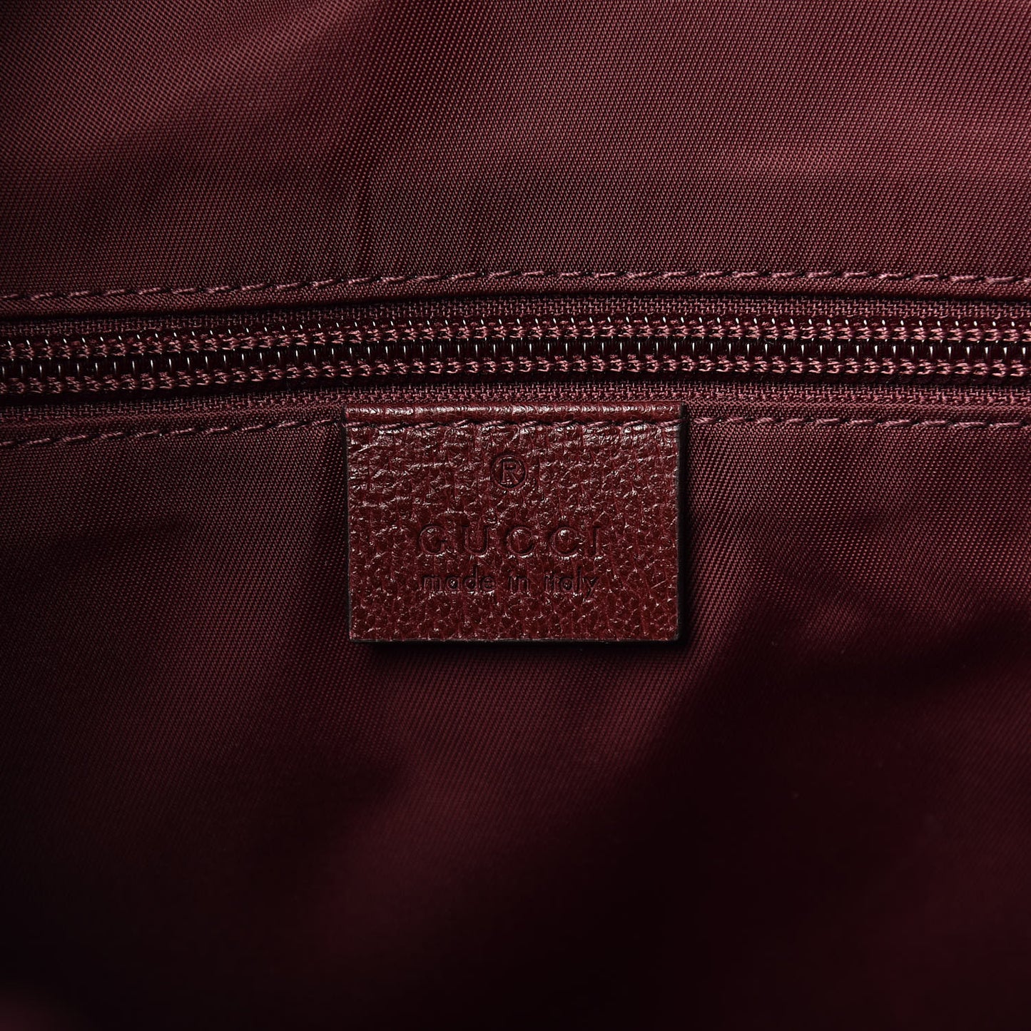 GG Monogram Script Logo Large Double Pocket Backpack Sahara Rubino Bordeaux
