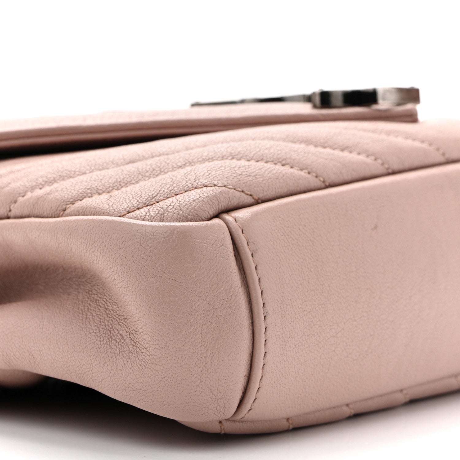 Saint Laurent Sheepskin Matelasse Chevron Monogram Medium College Bag Rose Poudre 9 of 13