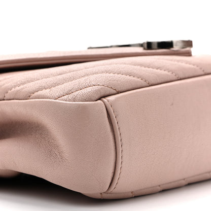 Saint Laurent Sheepskin Matelasse Chevron Monogram Medium College Bag Rose Poudre 9 of 13