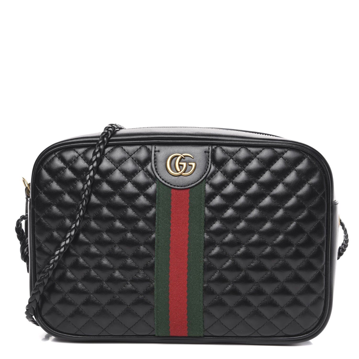 Gucci Calfskin Web Trapuntata Small GG Shoulder Bag Black 1 of 10