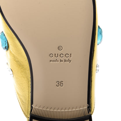 Gucci Metallic Nappa Crystal Womens Princetown Slippers 36 Gold 8 of 10