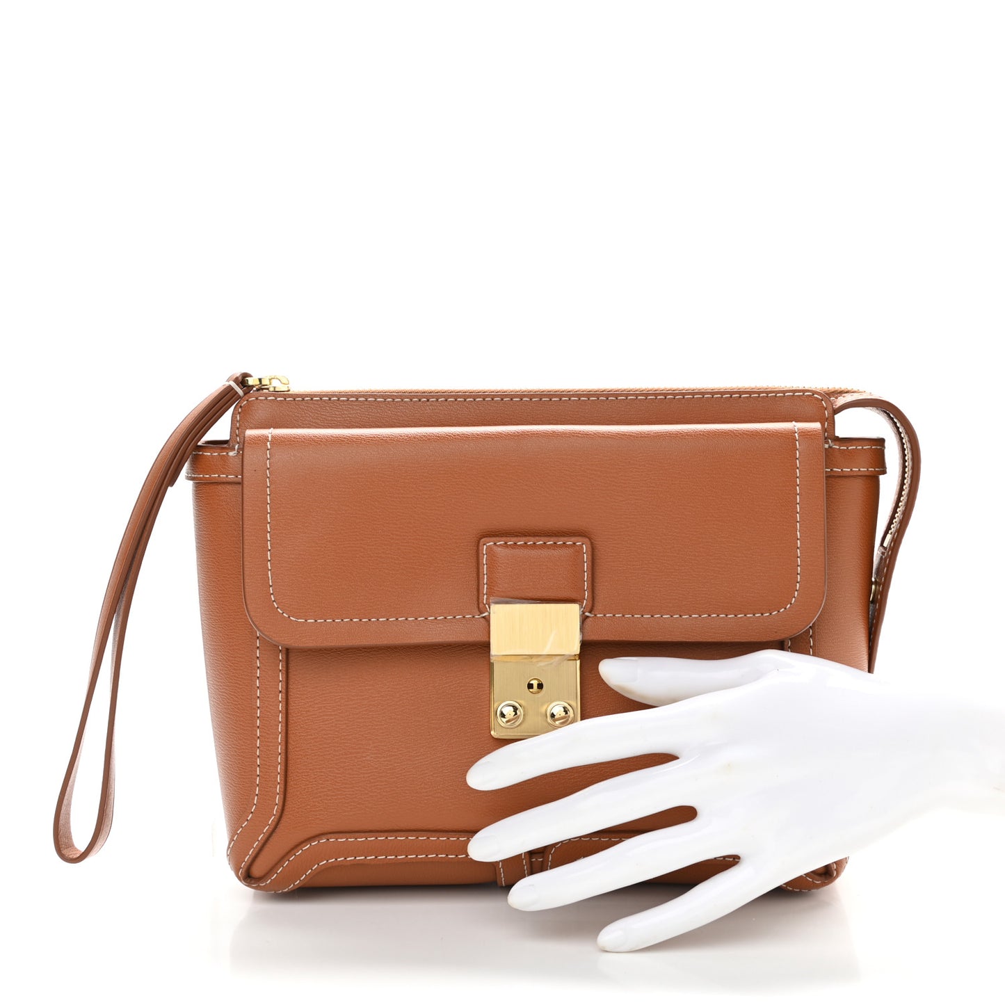 Calfskin Pashli Clutch Cognac
