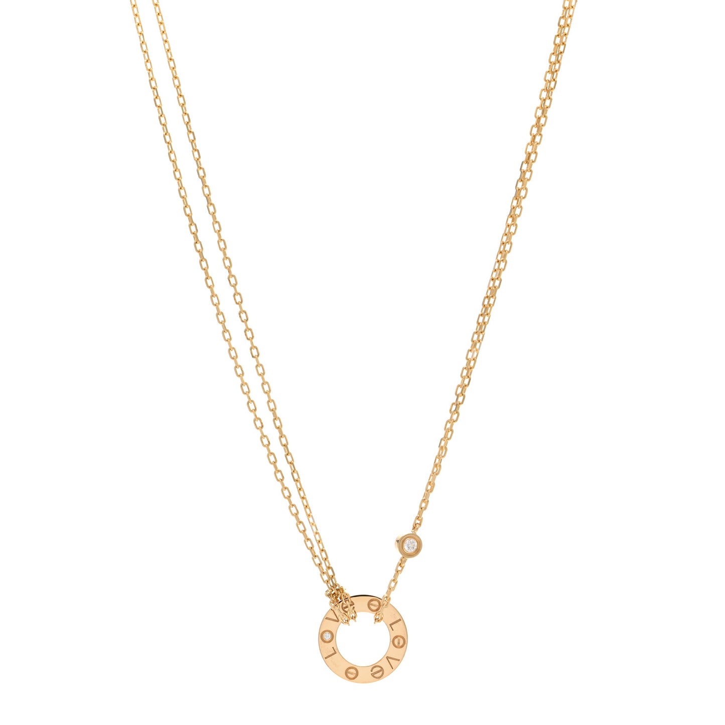 18K Yellow Gold 2 Diamond LOVE Necklace