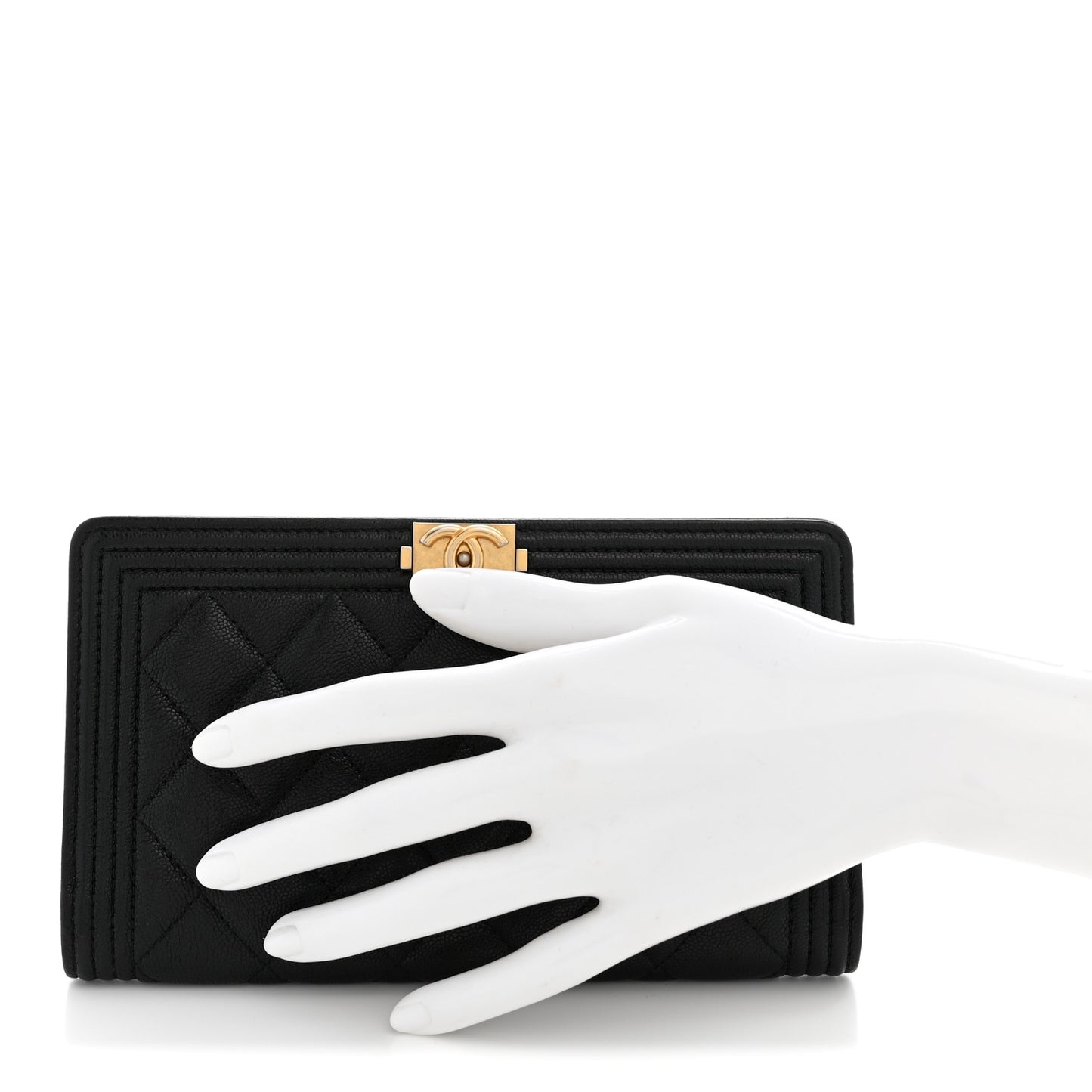 Lambskin Quilted Boy Yen Wallet Black