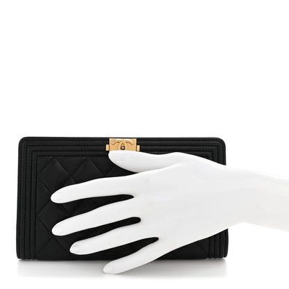 Chanel Lambskin Quilted Boy Yen Wallet Black 2 of 7