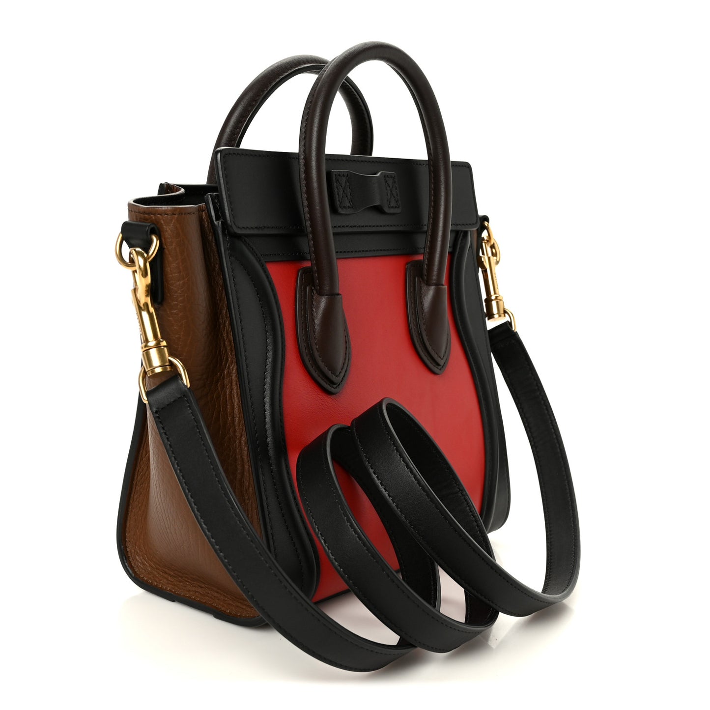 Smooth Calfskin Bullhide Nano Tri-Color Luggage Bright Red