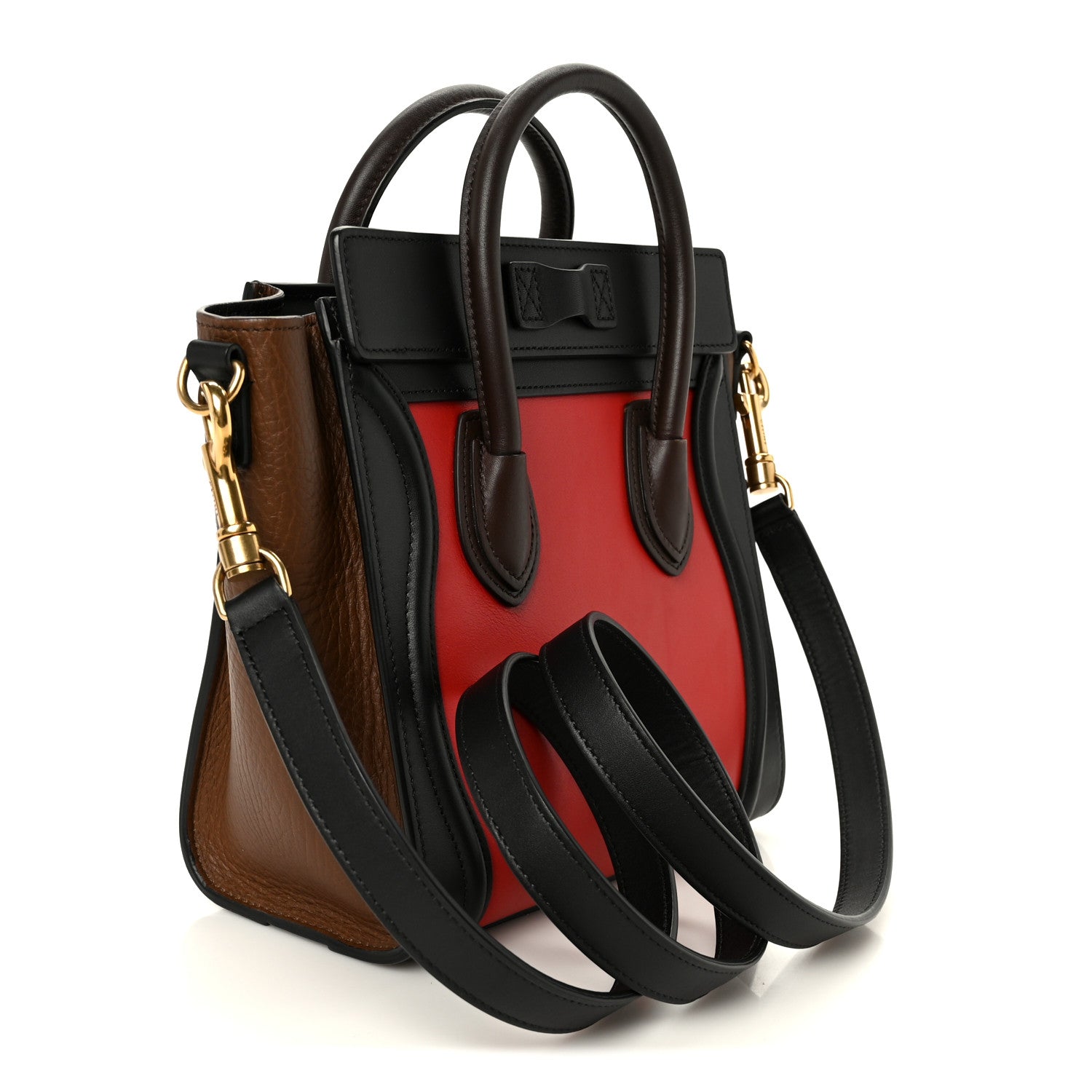 Celine Smooth Calfskin Bullhide Nano Tri-Color Luggage Bright Red 3 of 10