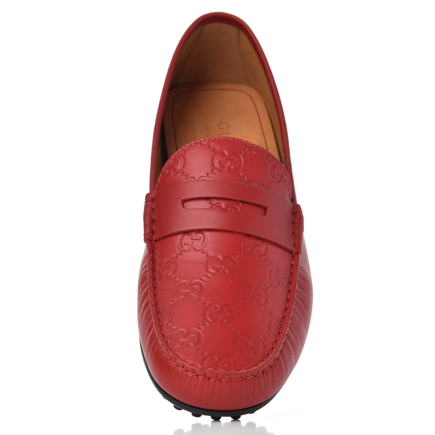 Guccissima Calfskin Mens Driver Loafers 9.5 Red