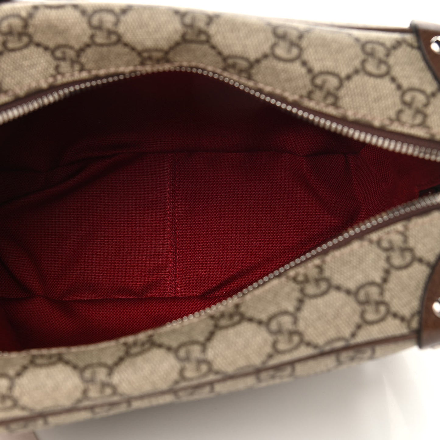 GG Supreme Monogram Textured Calfskin Square Messenger Bag Beige Ebony New Acero