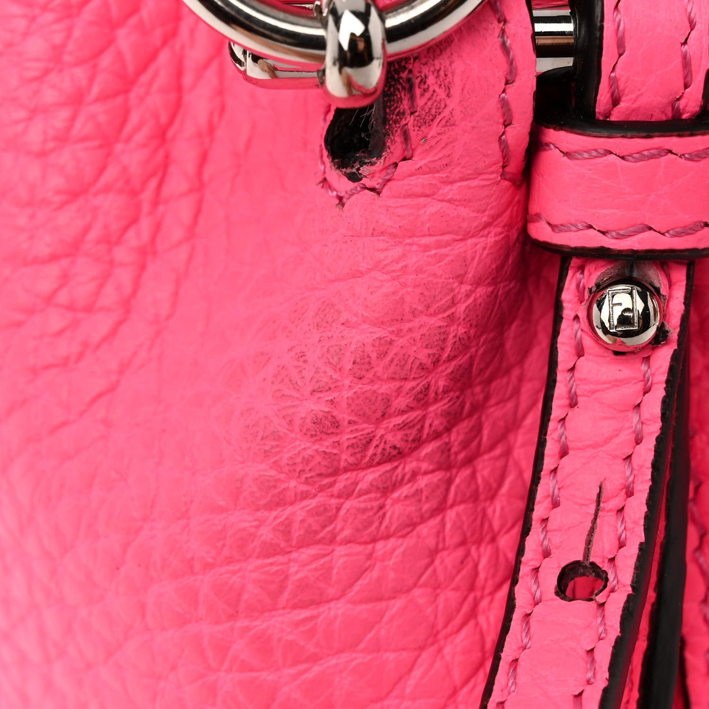 Cuoio Romano F is Fendi Mini Mon Tresor Pocket Bucket Bag Fluo Pink