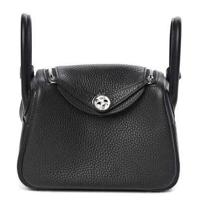 Hermes Taurillon Clemence Mini Lindy 20 Black 1 of 10
