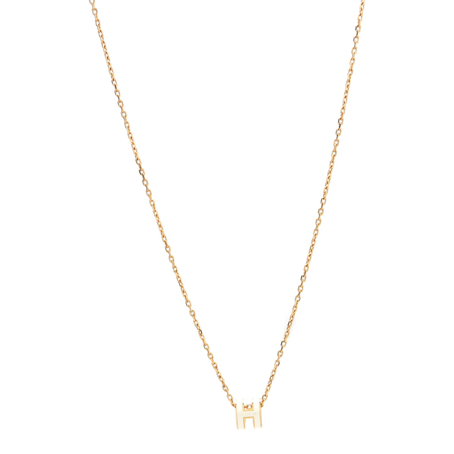 Lacquered Gold Mini Pop H Pendant Necklace White
