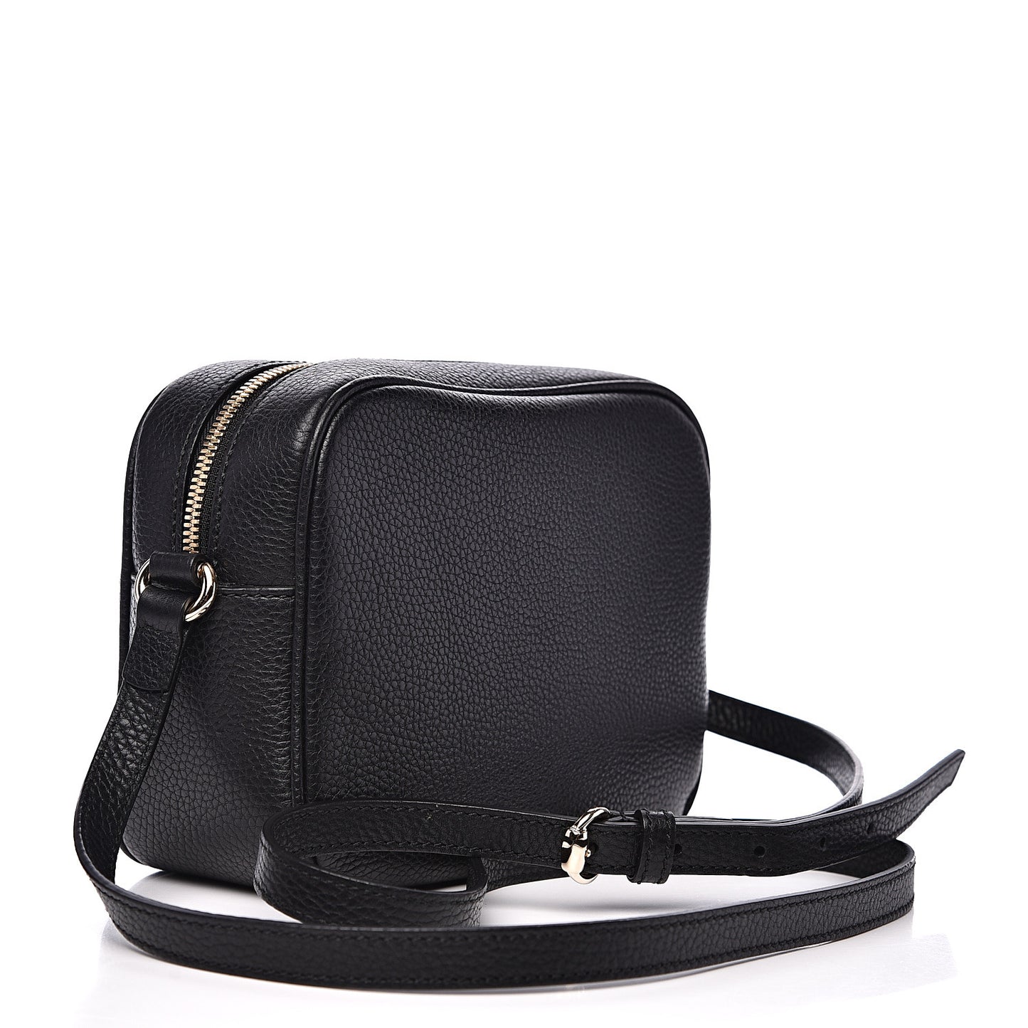 Pebbled Calfskin Small Soho Disco Bag Black