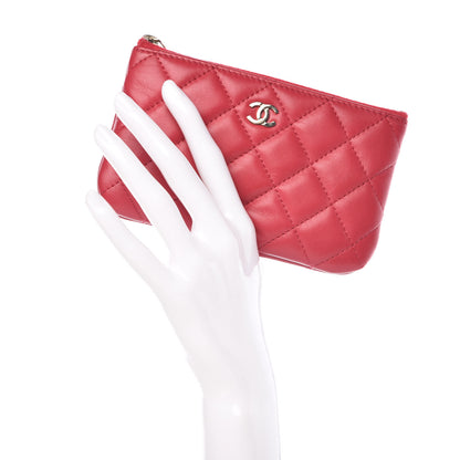 Chanel Lambskin Quilted Small Cosmetic Case Dark Pink 2 of 8