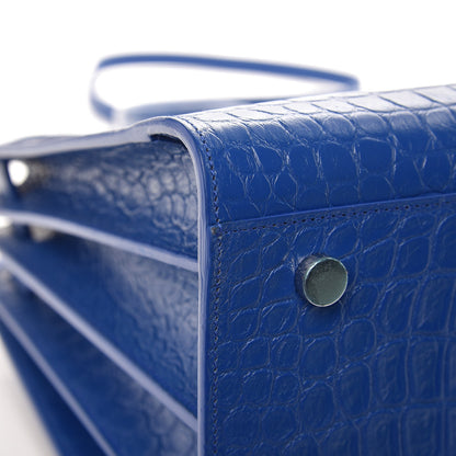 Saint Laurent Calfskin Crocodile Embossed Small Sac De Jour Royal Blue 13 of 14