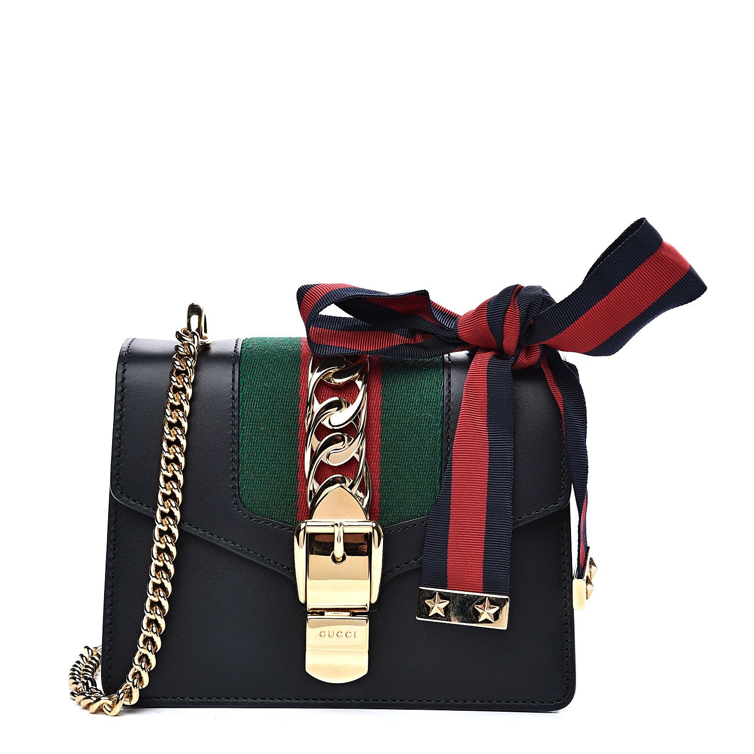 Gucci Calfskin Mini Sylvie Chain Shoulder Bag Black 1 of 11
