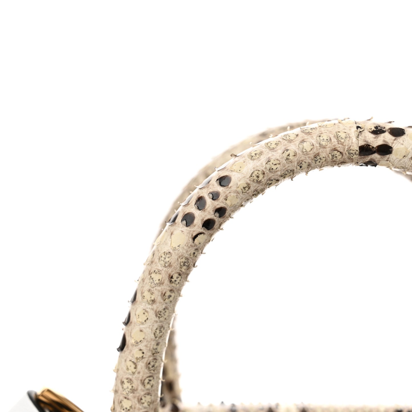 Calfskin Snakeskin Mini Virtus Top Handle Shoulder Tote Optical White Natural