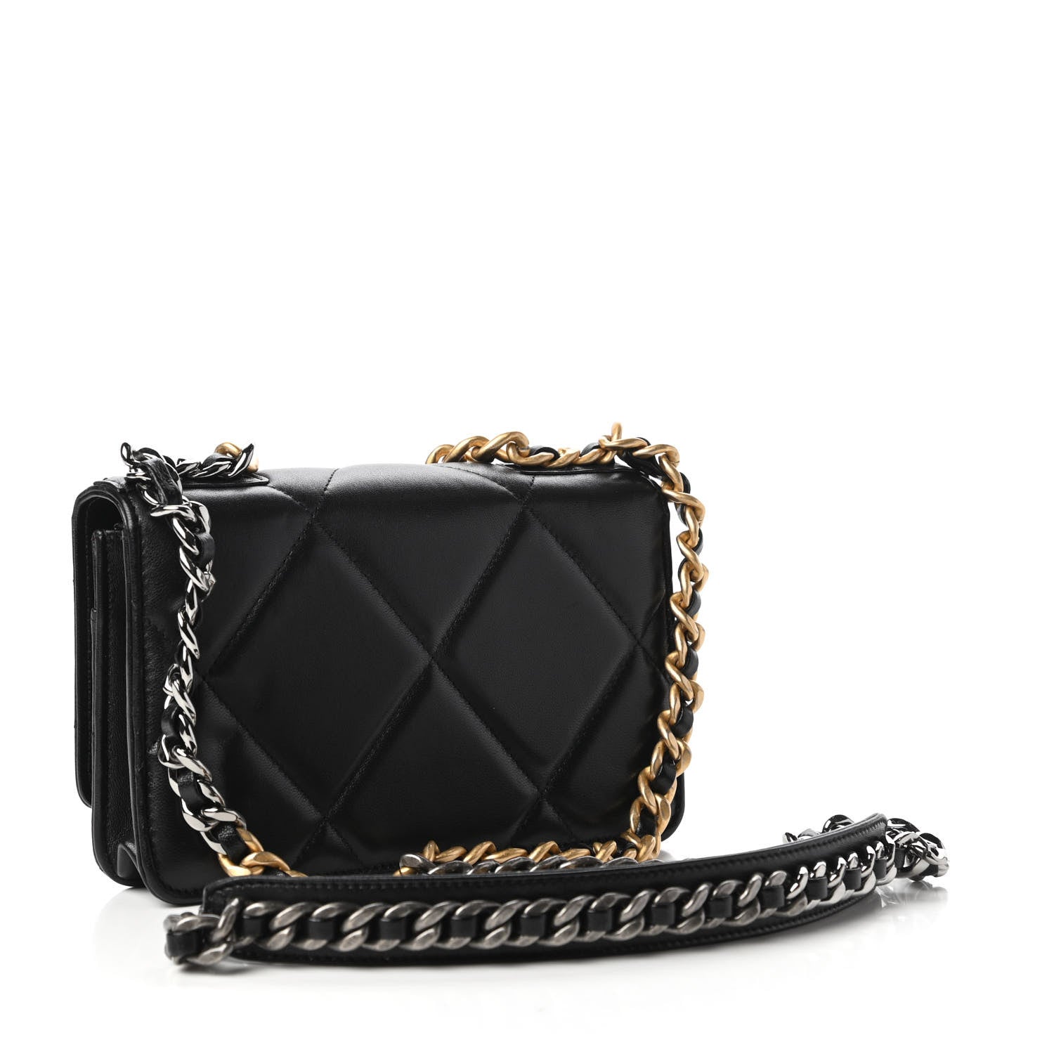 Chanel Lambskin Quilted Chanel 19 Wallet On Chain WOC Black 3 of 12