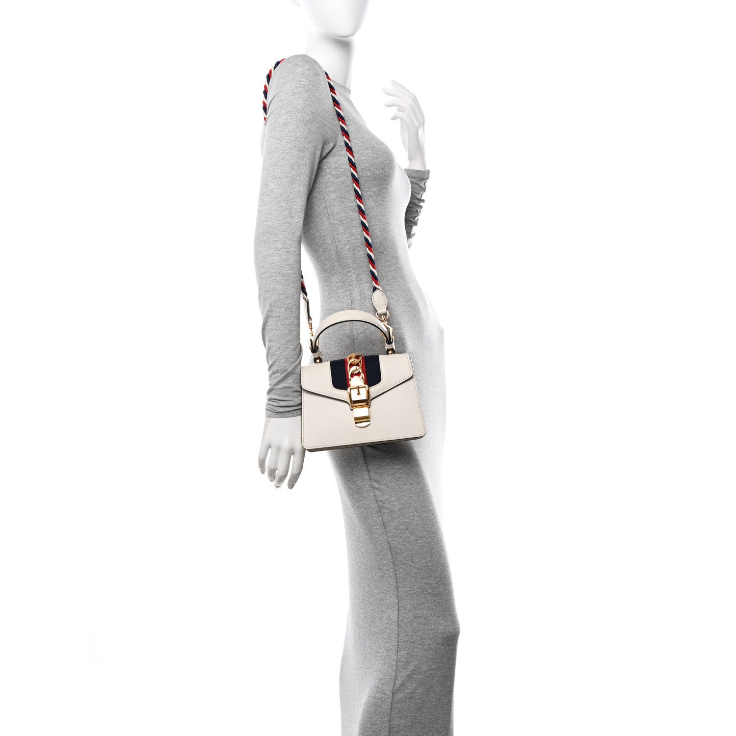 Gucci Calfskin Mini Sylvie Top Handle Bag White 2 of 12