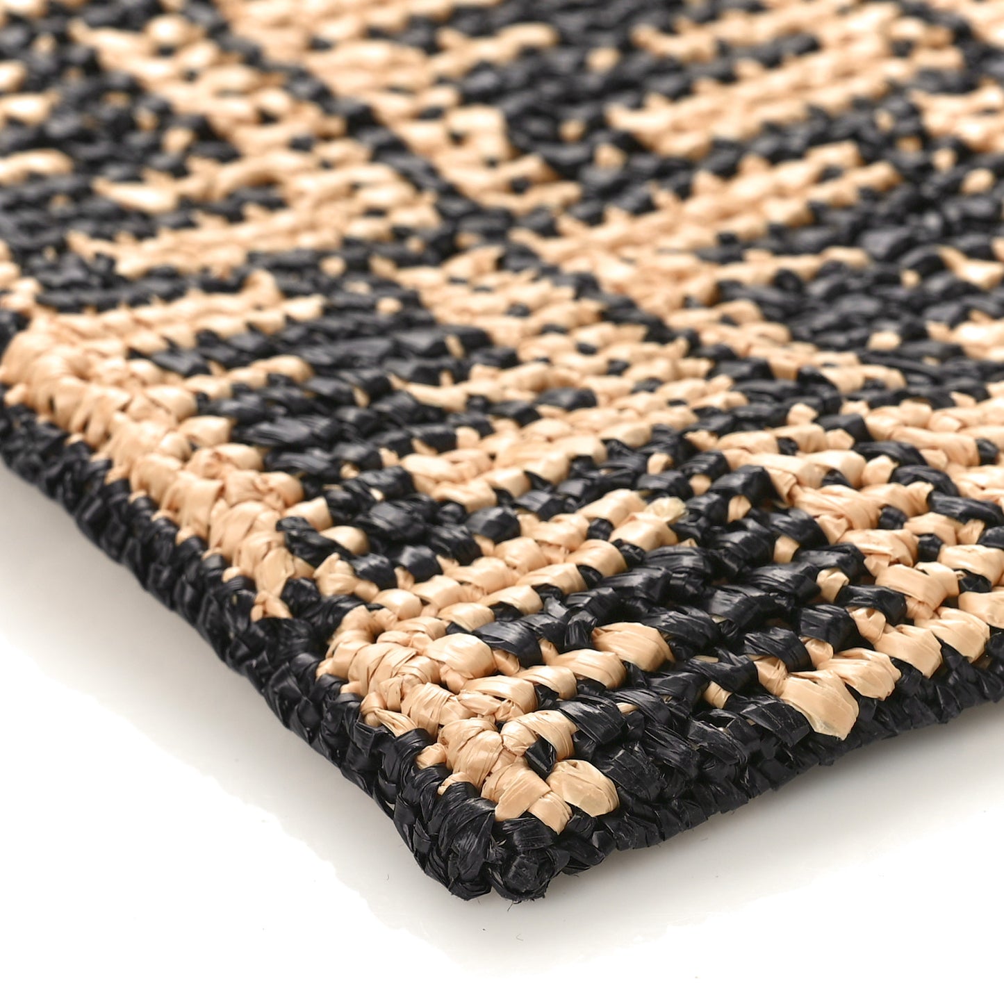 Raffia FF 1974 Large Flat Pouch Black Natural