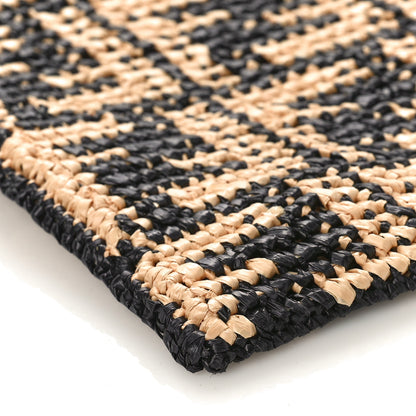 Fendi Raffia FF 1974 Large Flat Pouch Black Natural 7 of 8