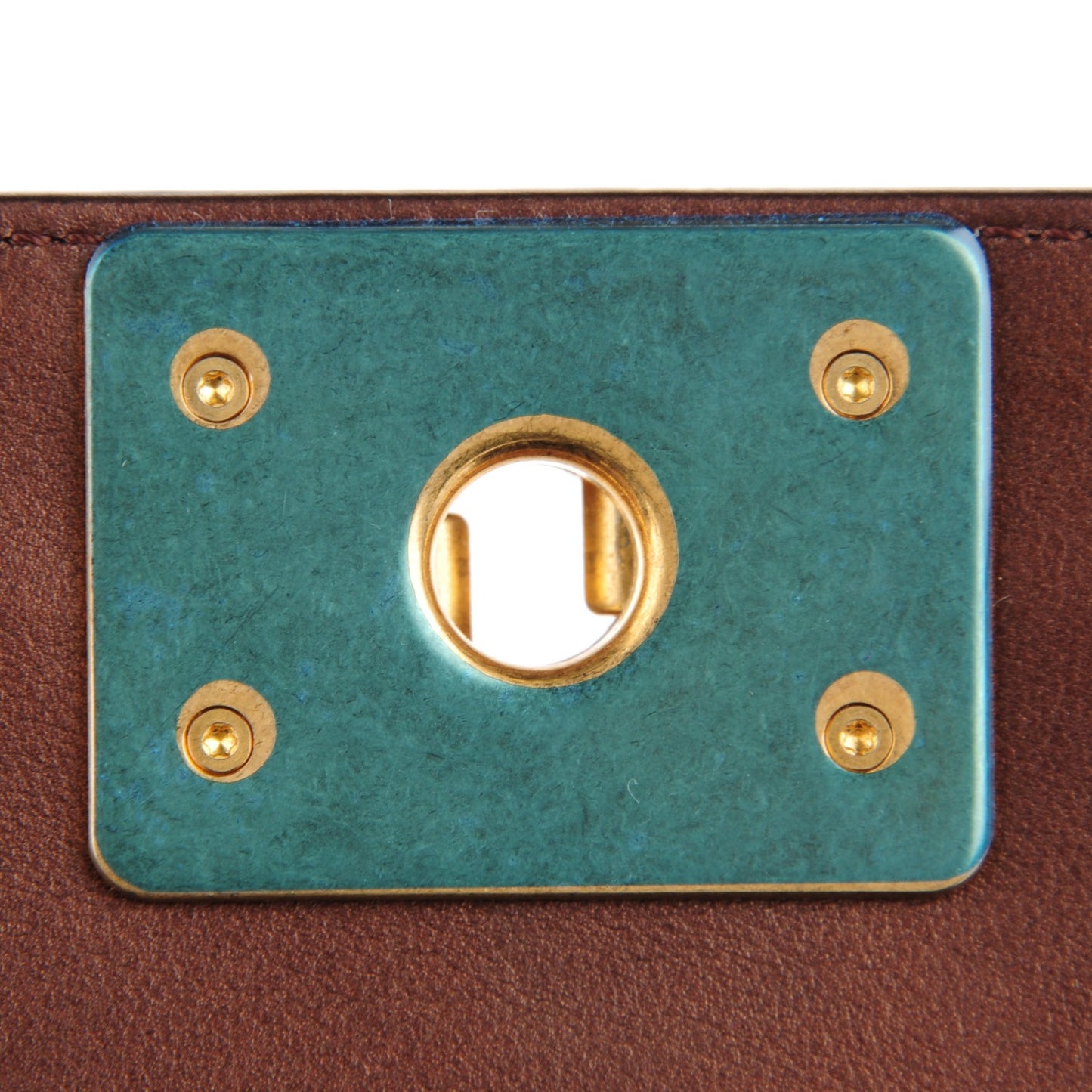 Metallic Patent Calfskin Medium Boy Flap Brown
