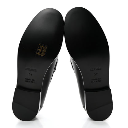 Hermes Calfskin Womens Destin Loafers 37 Black 5 of 12