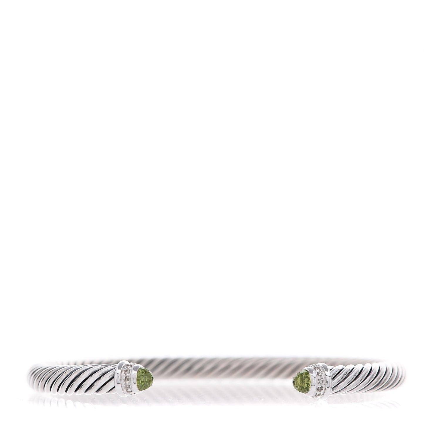 Sterling Silver Diamond Peridot 5mm Cable Classics Bracelet