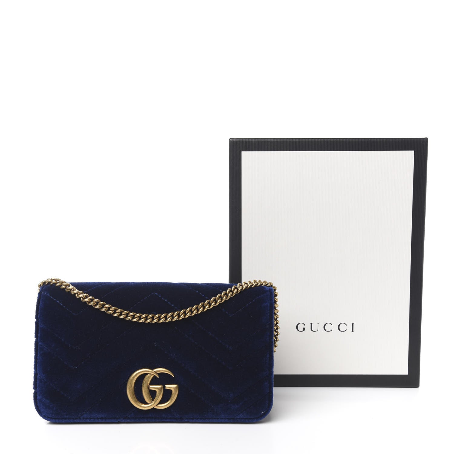 Gucci Velvet Matelasse GG Marmont Mini Bag Cobalt Blue 11 of 11