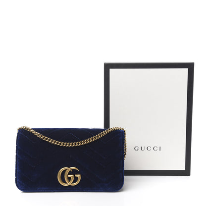 Gucci Velvet Matelasse GG Marmont Mini Bag Cobalt Blue 11 of 11