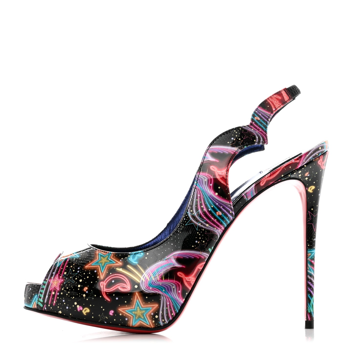 Patent Starlight Hot Chick Slingback Alta 120 Pumps 37.5 Multicolor
