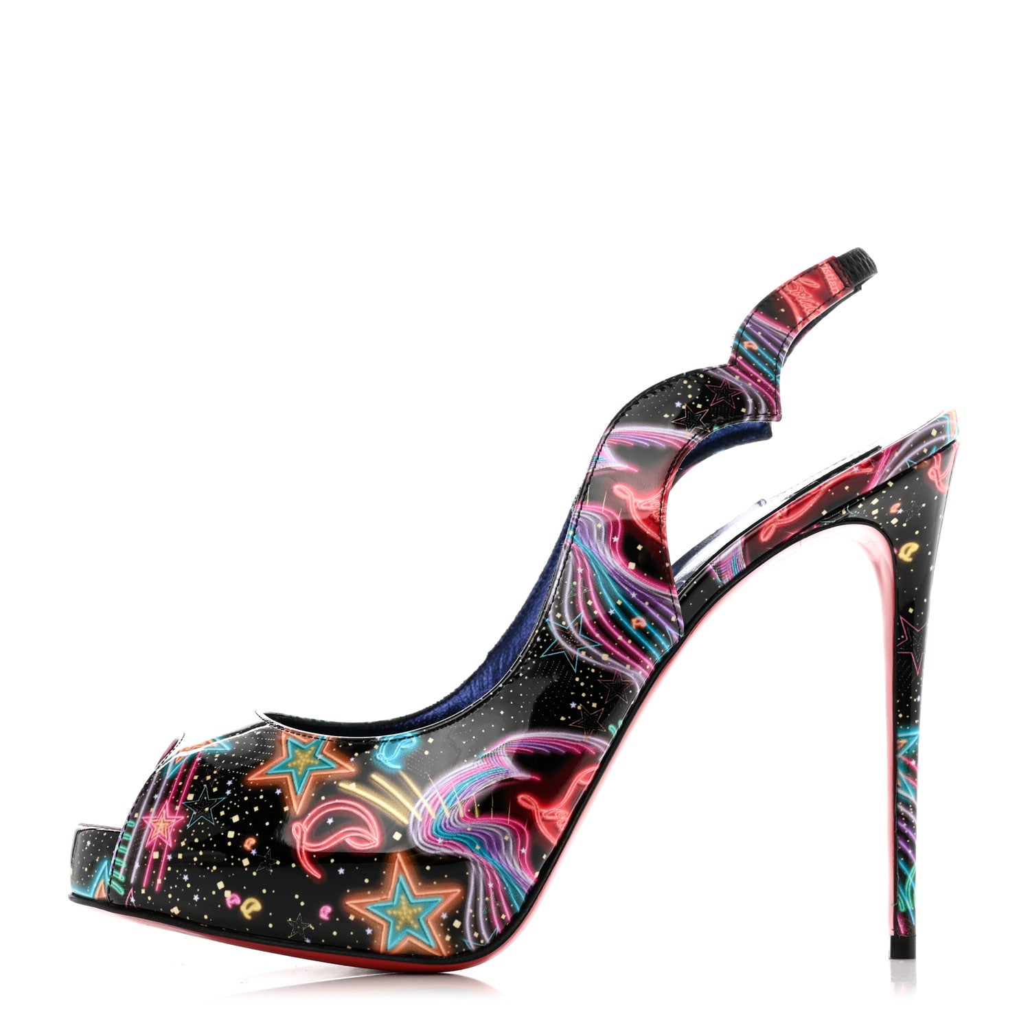 Christian Louboutin Patent Starlight Hot Chick Slingback Alta 120 Pumps 37.5 Multicolor 1 of 7