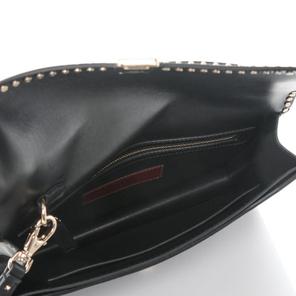Valentino Garavani Calfskin Rockstud Turn Lock Flap Clutch Black 5 of 6