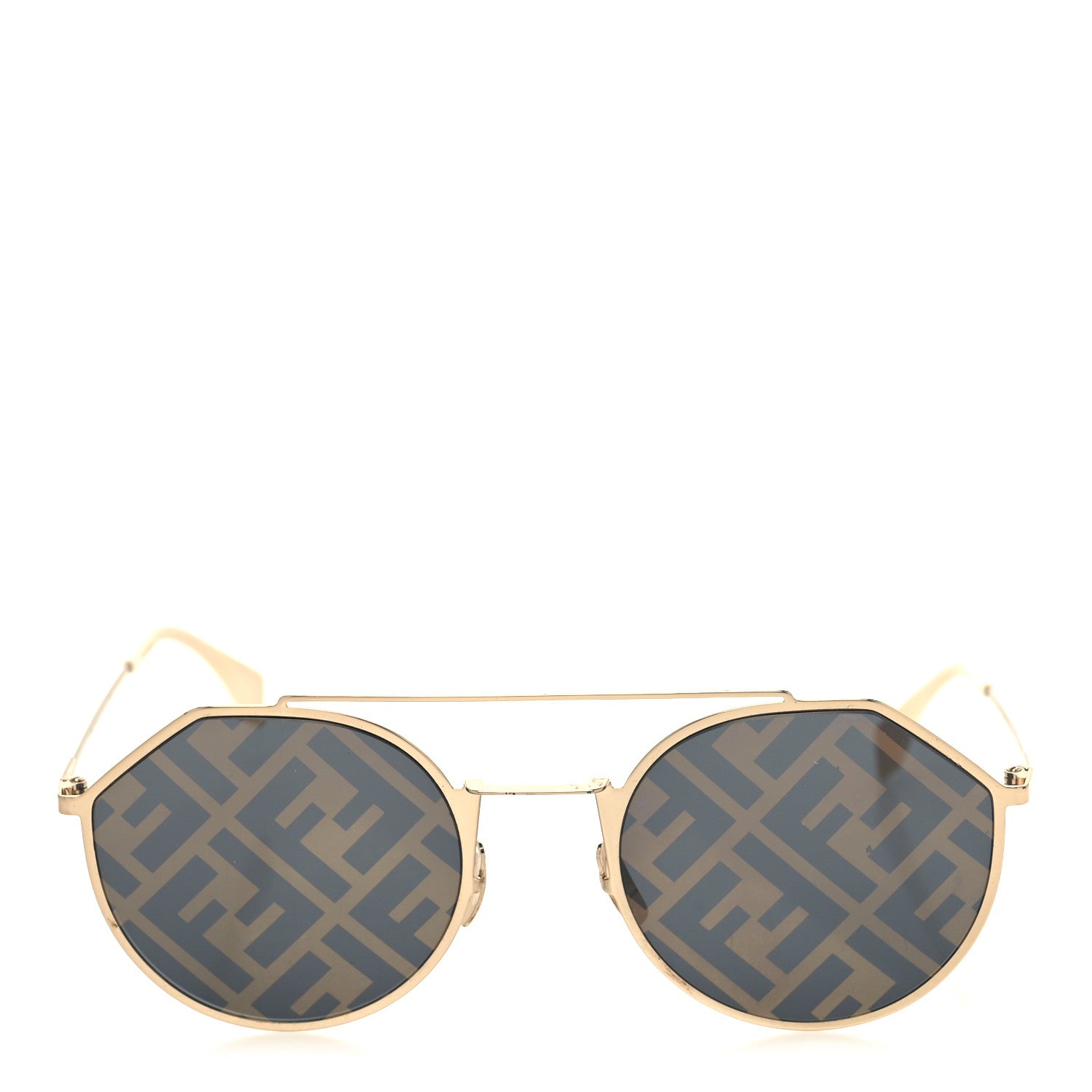 Fendi Metal Eyeline Aviator Sunglasses FF M0021/S Gold 2 of 8