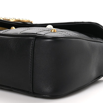 Gucci Calfskin Matelasse Studded Small Pearly GG Marmont Shoulder Bag Black 10 of 11
