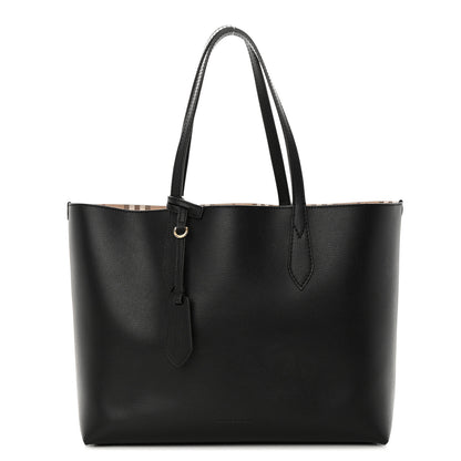 Burberry Grainy Calfskin Haymarket Check Medium Reversible Tote Black 1 of 22