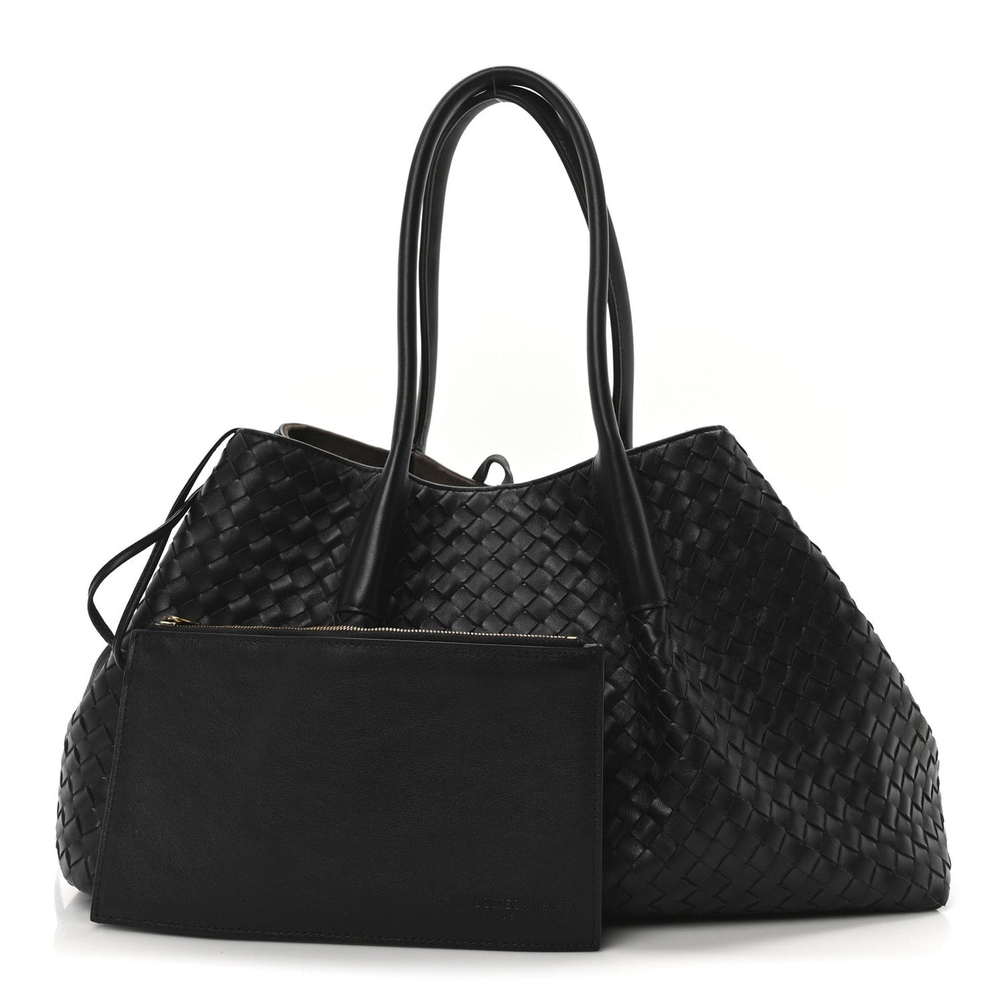Calfskin Intrecciato Pinacoteca Reversible Tote Black Fondant