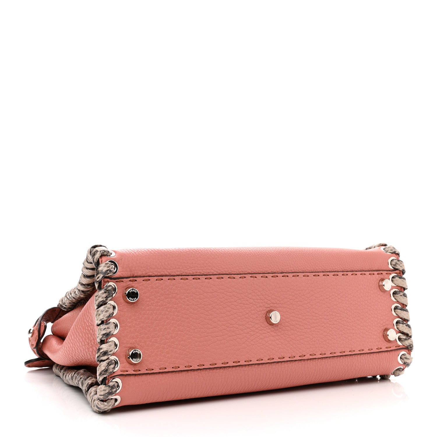 Fendi Cuoio Romano Selleria Elaphe Lace Up Medium Peekaboo Iconic Satchel Make Up Taupe 4 of 11