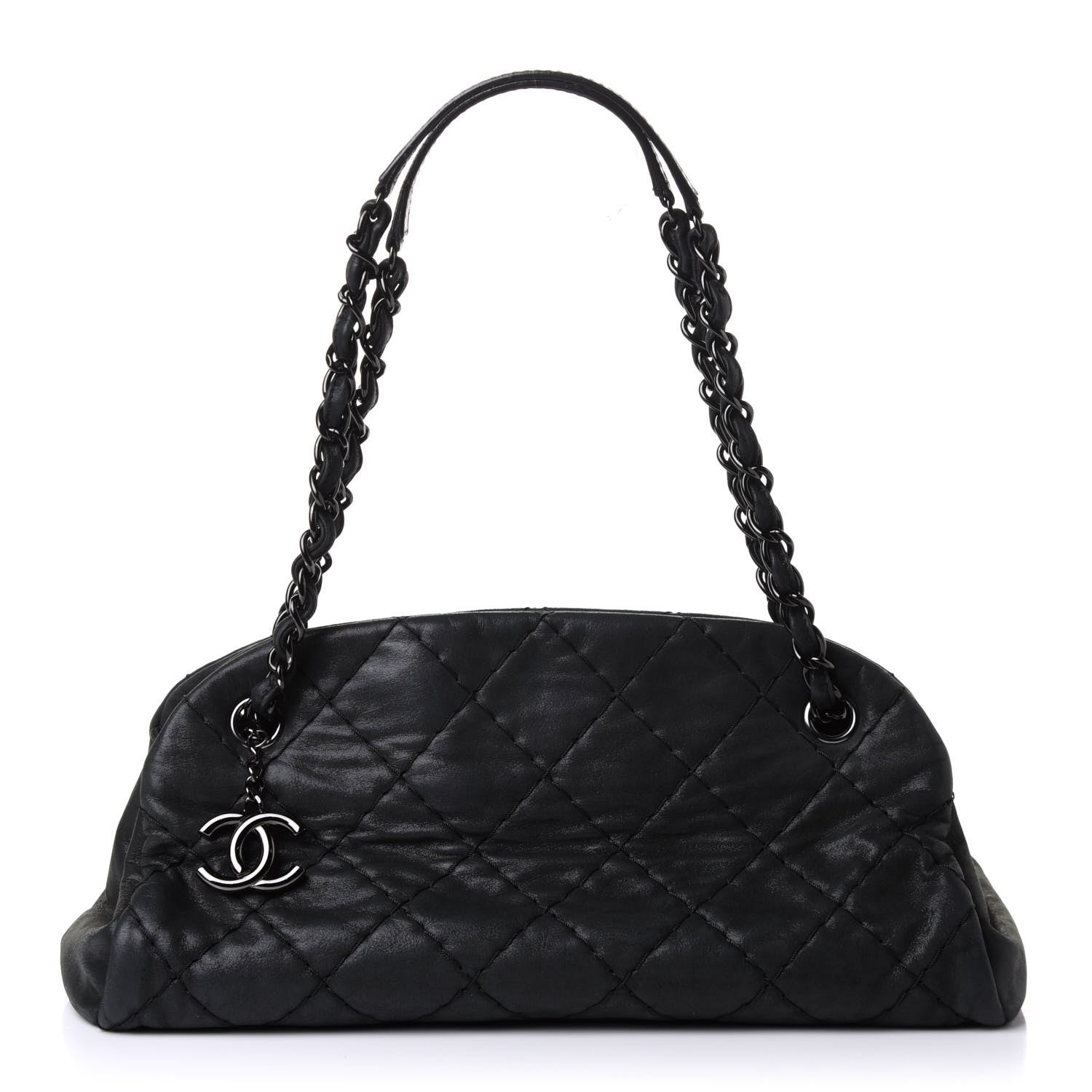 Chanel Aged Calfskin Medium Just Mademoiselle Bowling Bag Black 1 of 10