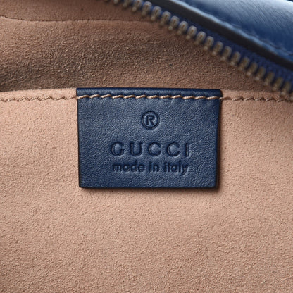 Gucci Calfskin Matelasse GucciGhost Small GG Marmont Chain Shoulder Bag Blue Agata Hibiscus Red 7 of 8