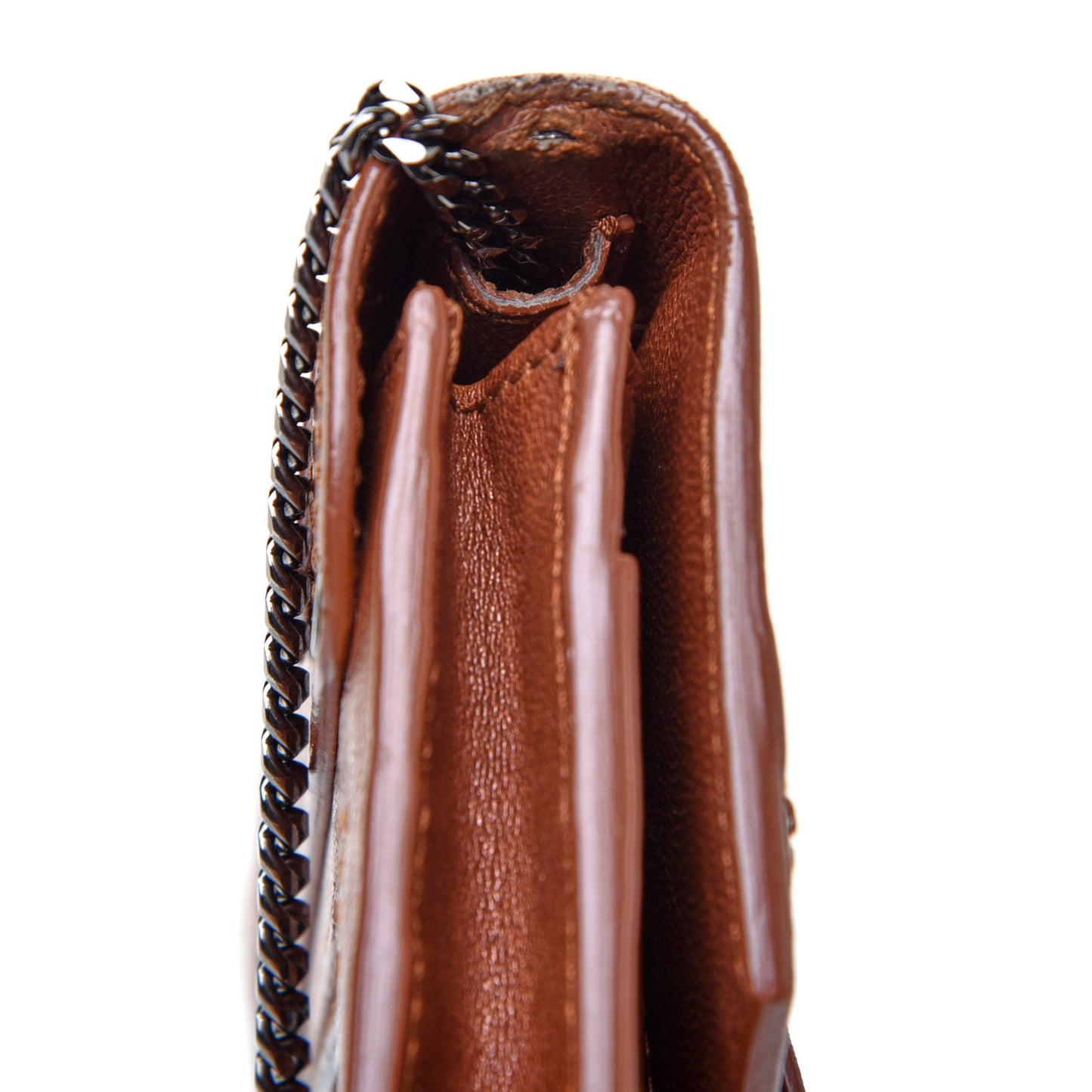 Lambskin PS1 Large Chain Wallet Saddle