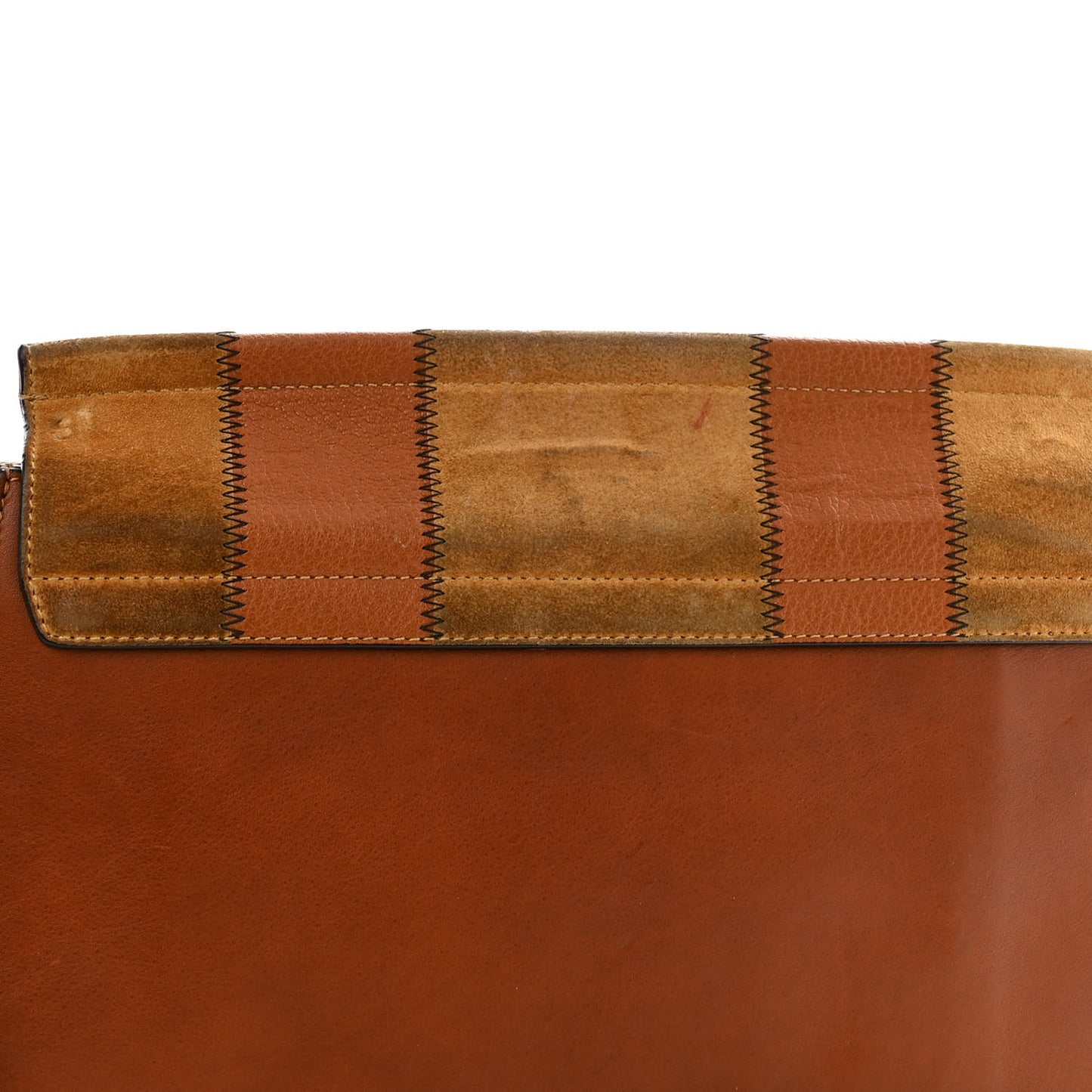 Suede Patchwork Medium Faye Shoulder Bag Brown Multicolor