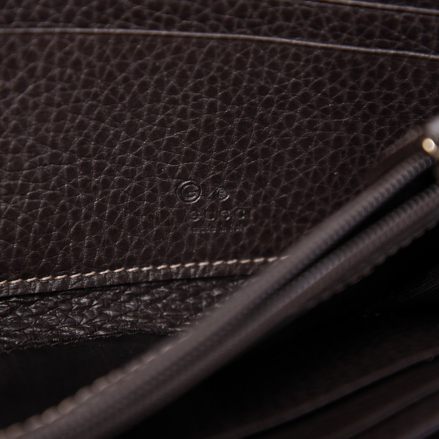 Metallic Monogram Zip Around Wallet Brown
