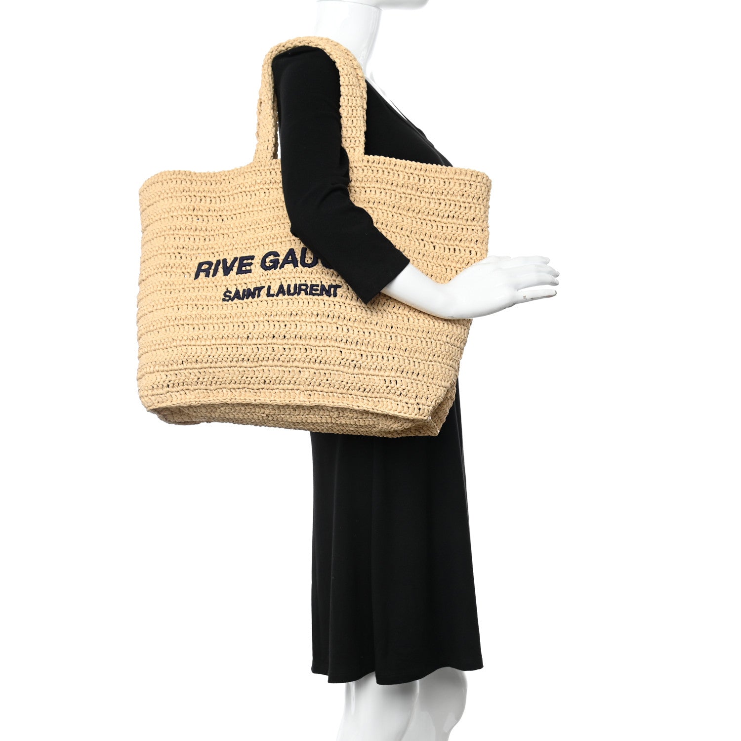 Saint Laurent Raffia Rive Gauche Tote Natural 2 of 11