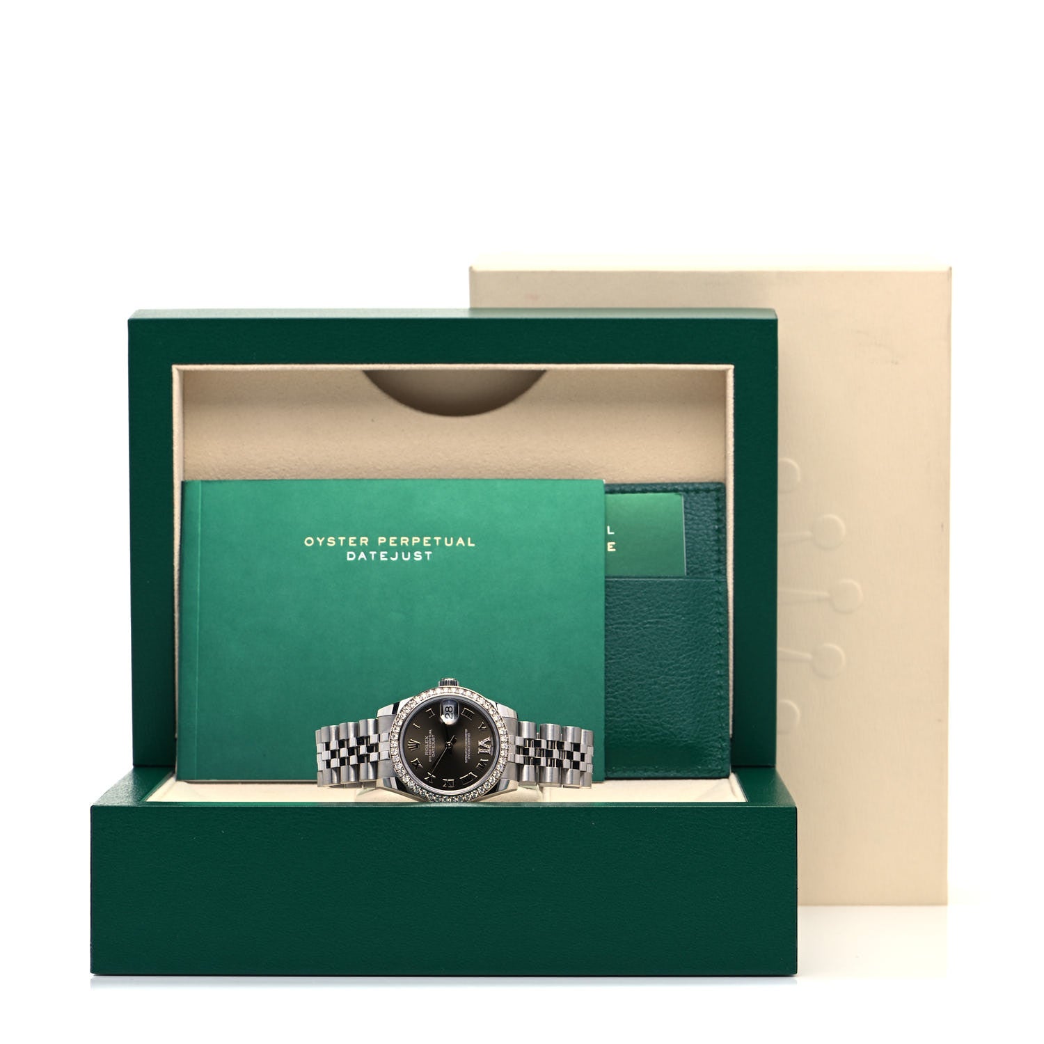 Rolex Stainless Steel 18K White Gold Diamond 31mm Oyster Perpetual Datejust Watch Dark Grey Roman 178384 5 of 5