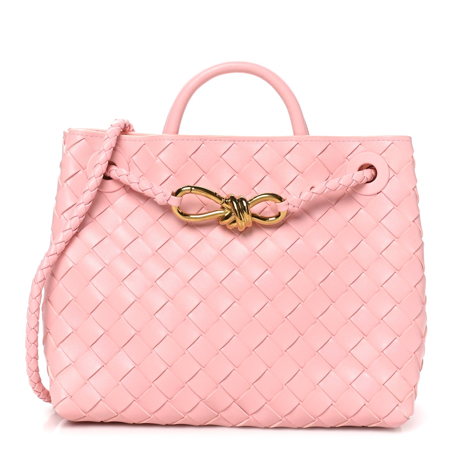 Bottega Veneta Nappa Intrecciato Small Andiamo Shoulder Bag Blush 1 of 10